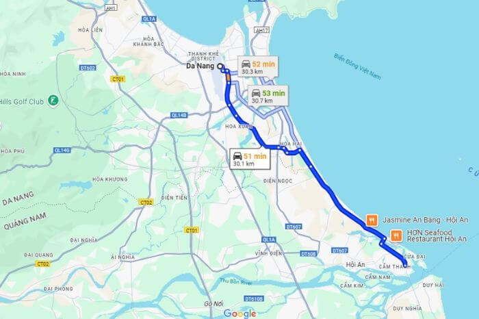 Đường đi Rừng dừa Bảy Mẫu