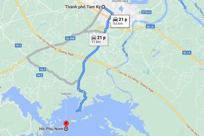 Đường đi Hồ Phú Ninh