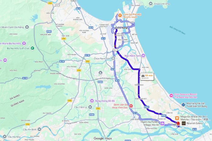 Đường đi Xưởng mỹ nghệ Hội An