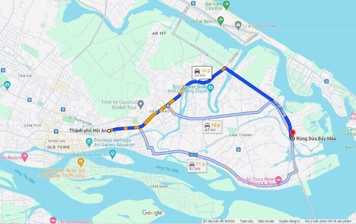 Vị trí rừng dừa Bảy Mẫu