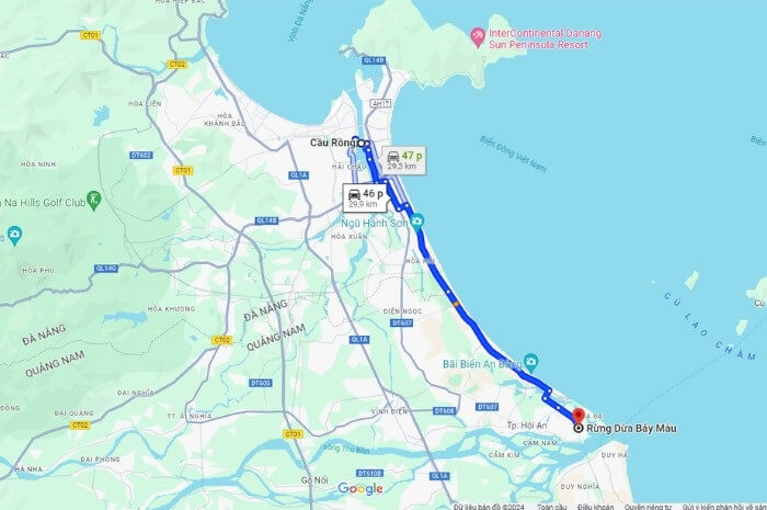 Vị trí rừng dừa Bảy Mẫu