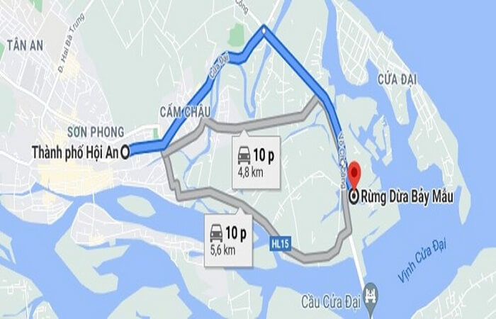 Vị trí rừng dừa Bảy Mẫu